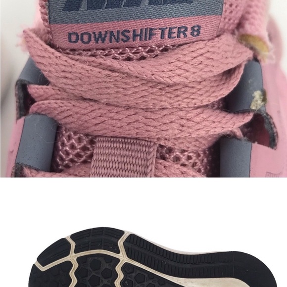 NIKE DOWNSHIFTER 8 (GS) 922855 600 ELEMENTAL PINK METALLIC SILVER GIRLS SNEAKERS - Picture 7 of 10